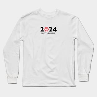 2024 text with doodle red paw print Long Sleeve T-Shirt